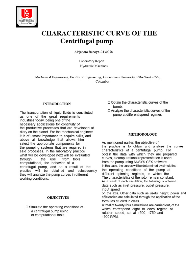 Centrifugal Pump Characteristic Curves Analysis | PDF | Pump | Simulation