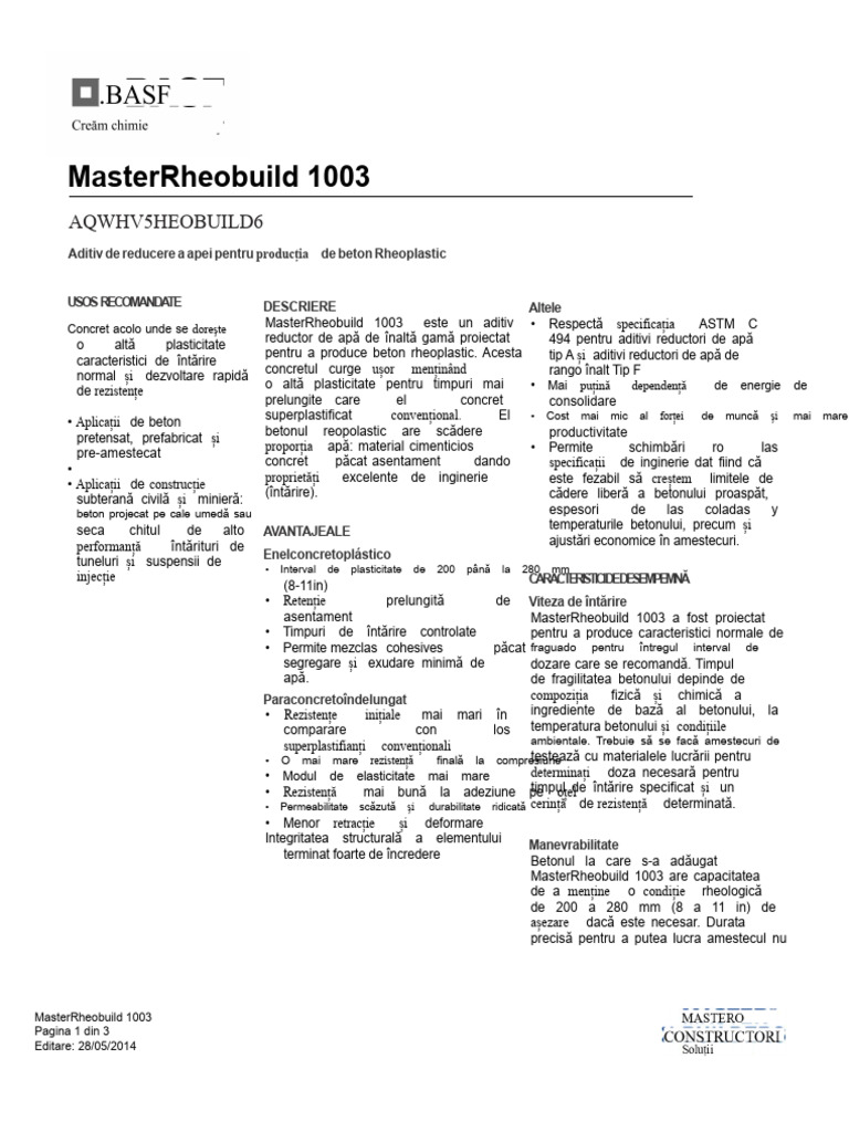 MasterRheobuild 1003 | PDF