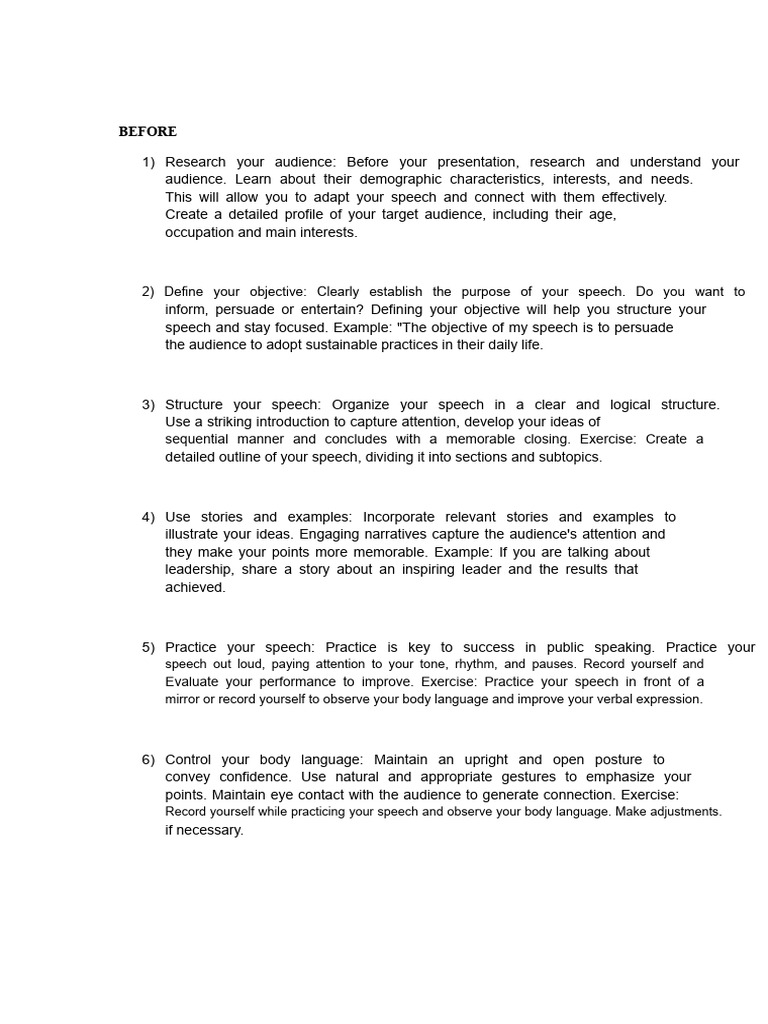 30 Tips For Public Speaking | PDF | Public Speaking | Body Language