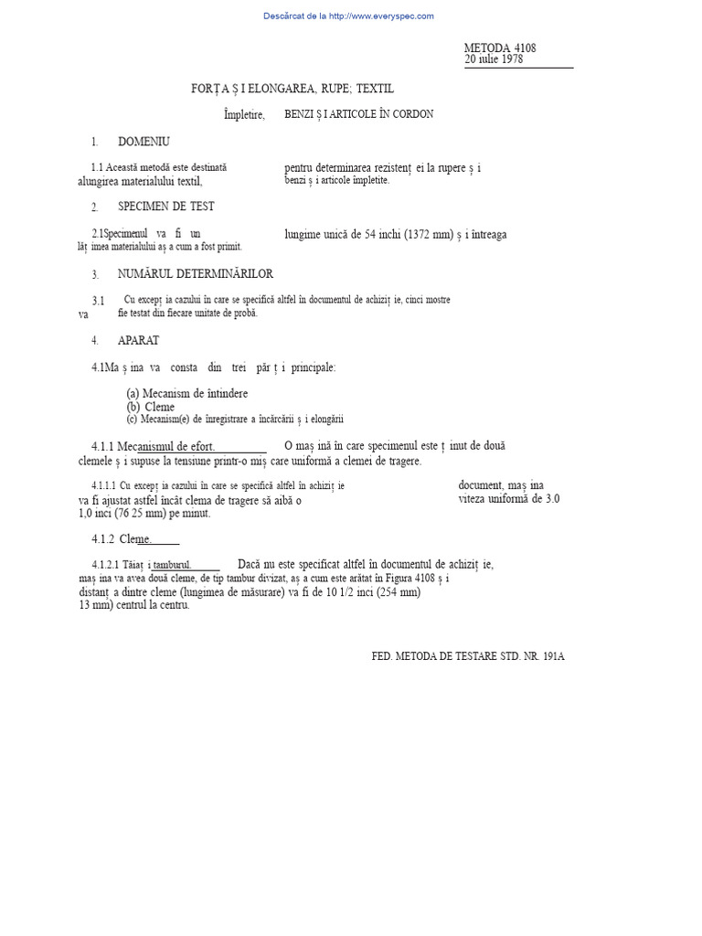Fed STD 191a., Metoda 4108 | PDF