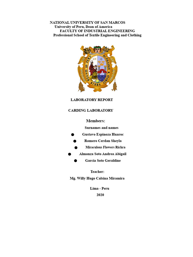 Carding and Spinning Laboratory Report | PDF | Wool | Yarn