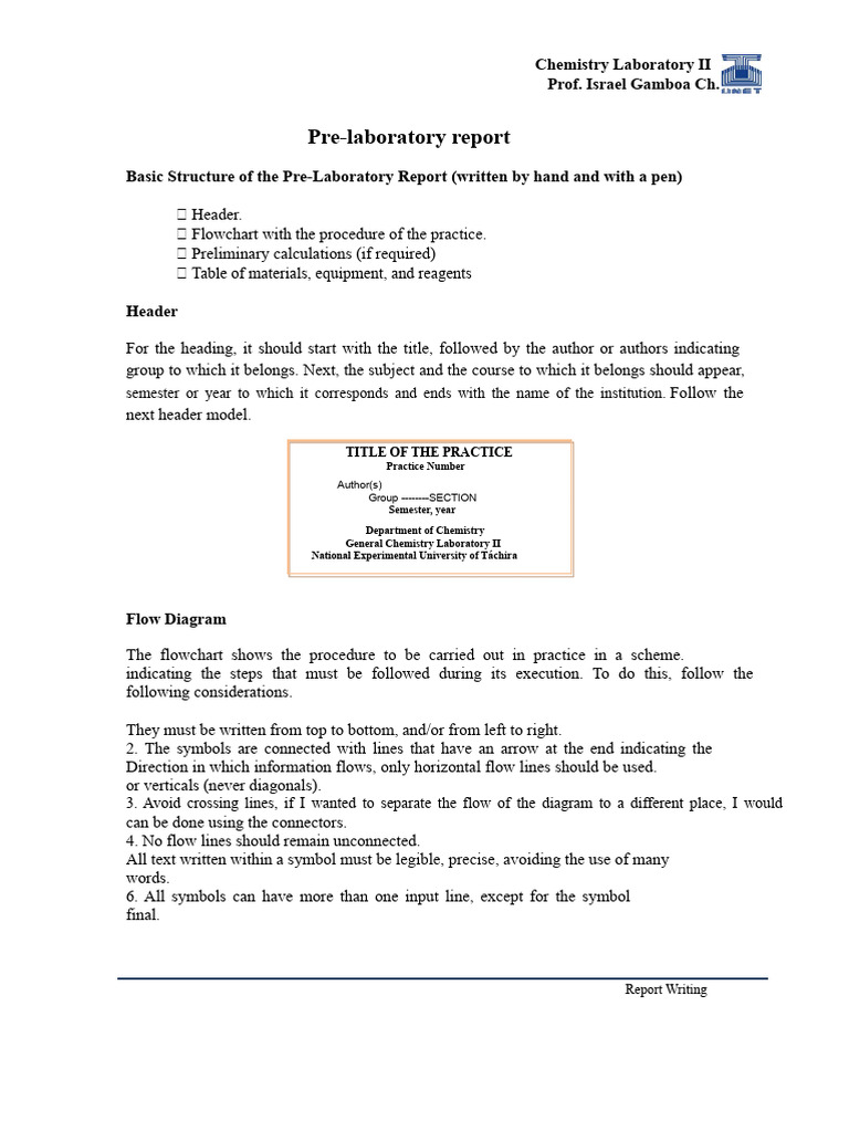 Chemistry Lab II Pre-Laboratory Report Guide | PDF | Experiment | Data