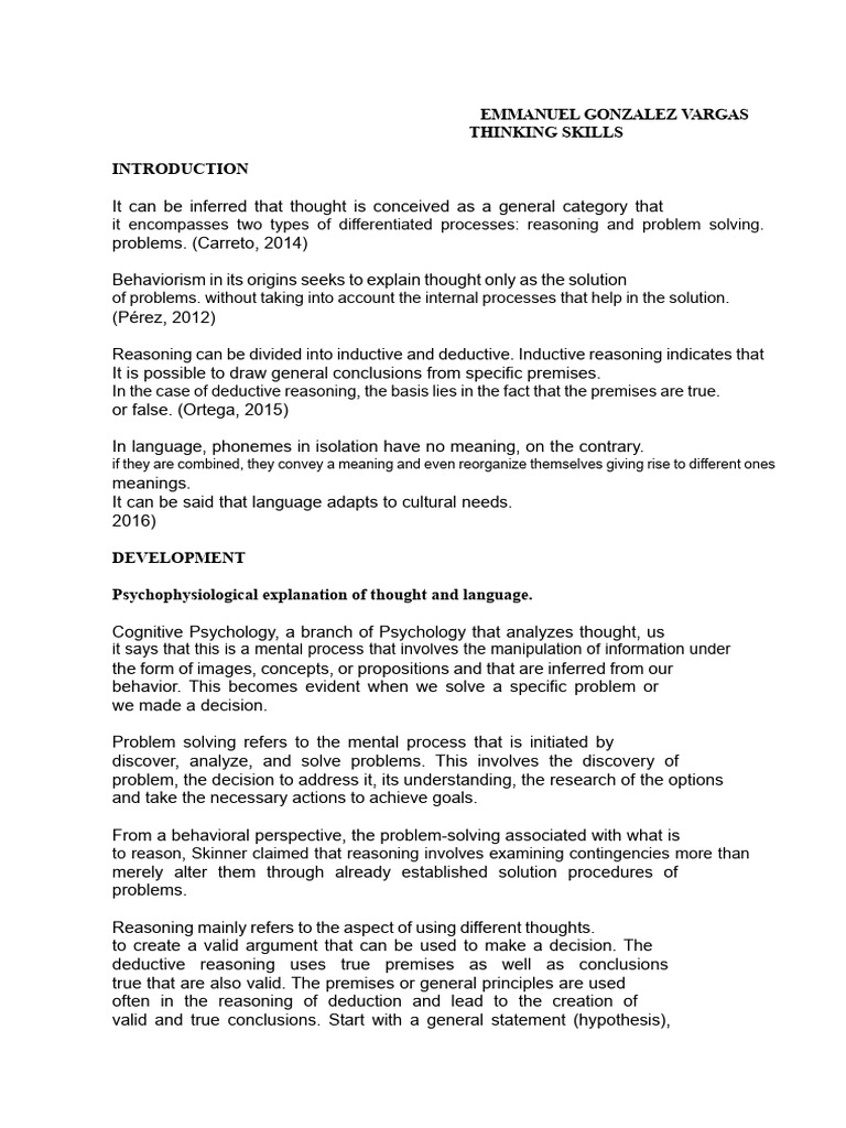 Understanding Thinking Skills and Language | PDF | Thought | Reason