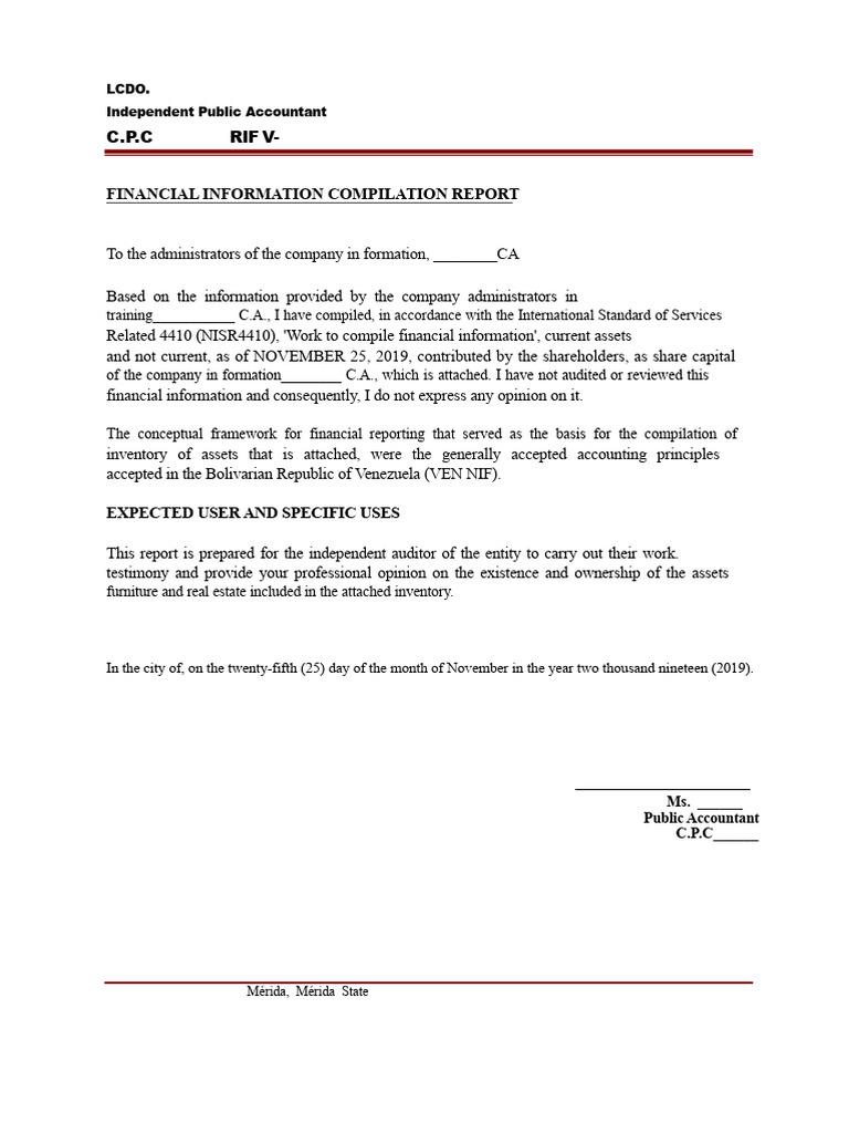 Financial Compilation Report for CA | PDF