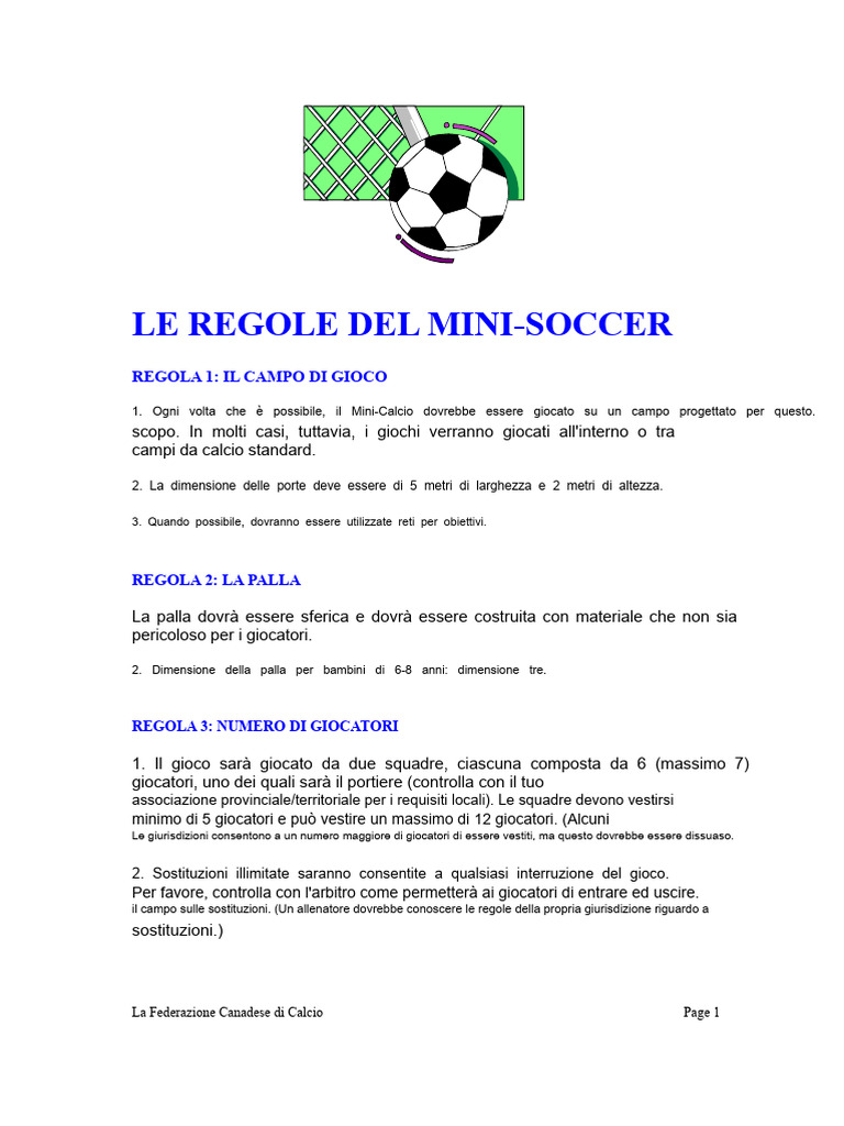 Regole Del Mini Calcio PDF | PDF