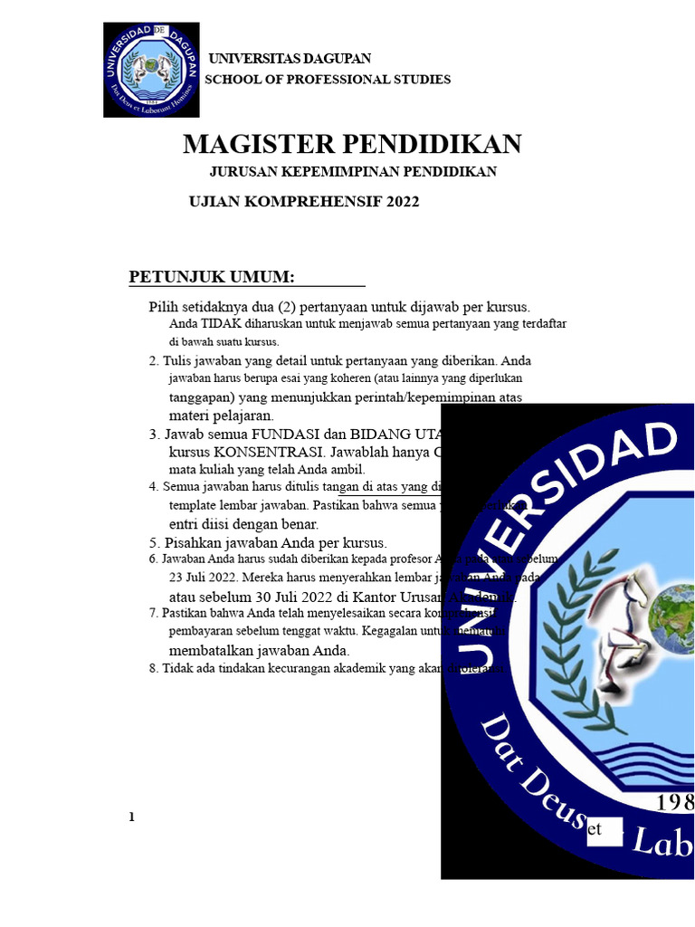 COMPRE EXAM 2022 MED Kepemimpinan Pendidikan | PDF