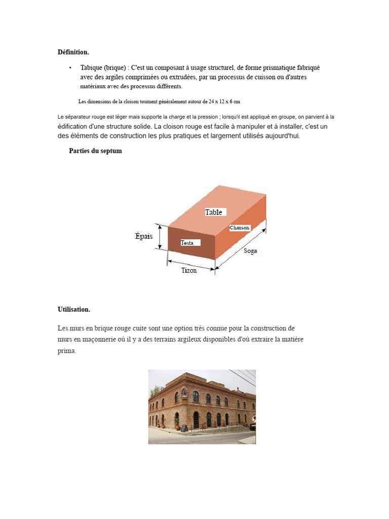 Utilisation et caractéristiques des briques rouges | PDF | Brique ...