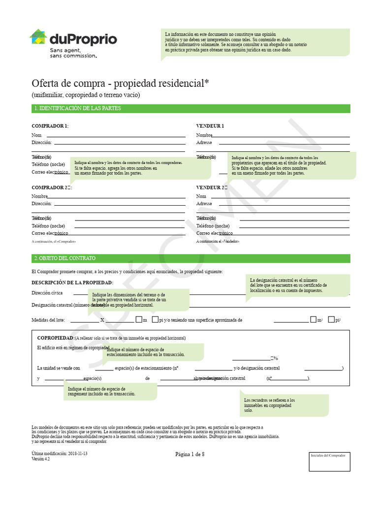 Oferta de Compra de Propiedad Residencial | PDF | Oferta (economía ...