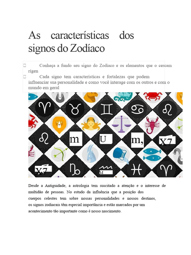 Características dos Signos do Zodíaco | PDF | Signo do zodíaco | Zodíaco