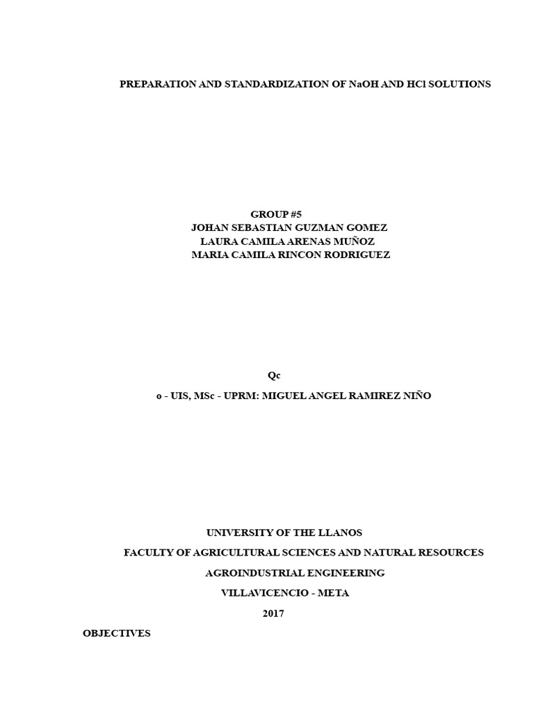NaOH and HCl Solution Preparation Guide | PDF | Sodium Hydroxide ...