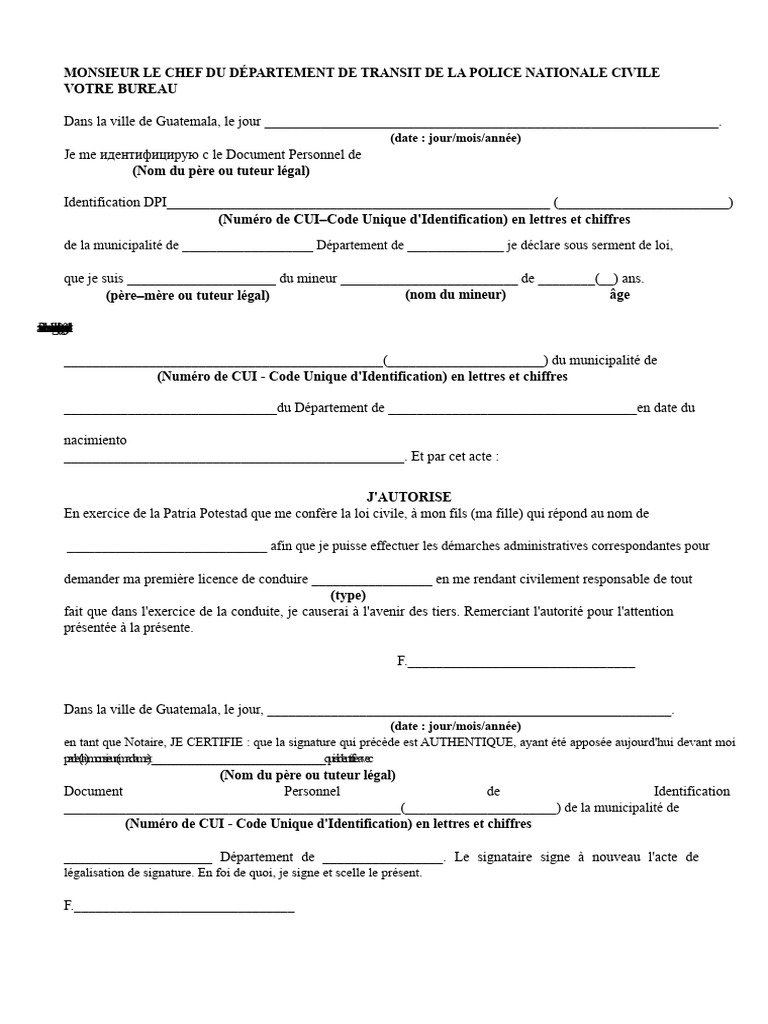 Autorisation de conduite pour mineur | PDF