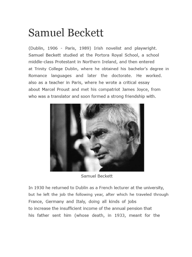 Samuel Beckett: Life and Works | PDF | Samuel Beckett