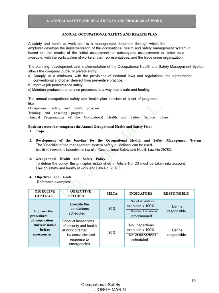 Annual Occupational Safety Plan Guide | PDF | Occupational Safety And ...