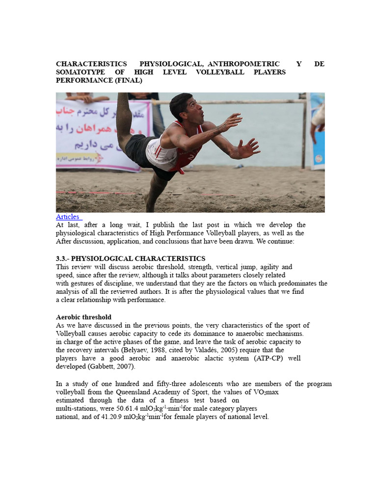 Physiological Traits of Elite Volleyball Players | PDF | Anthropometry