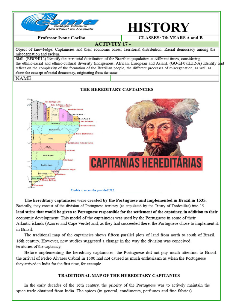 Hereditary Captaincies in Brazil Explained | PDF | Brazil