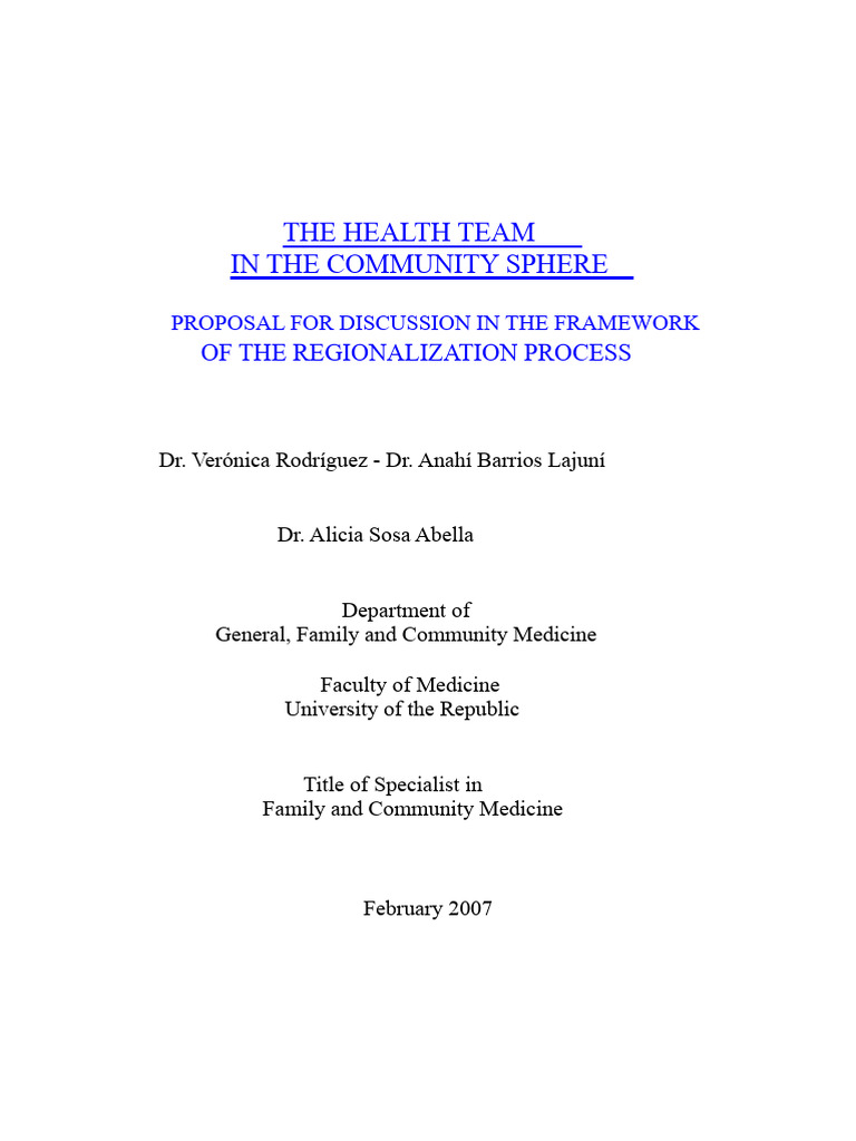 Community Health Team Proposal | PDF