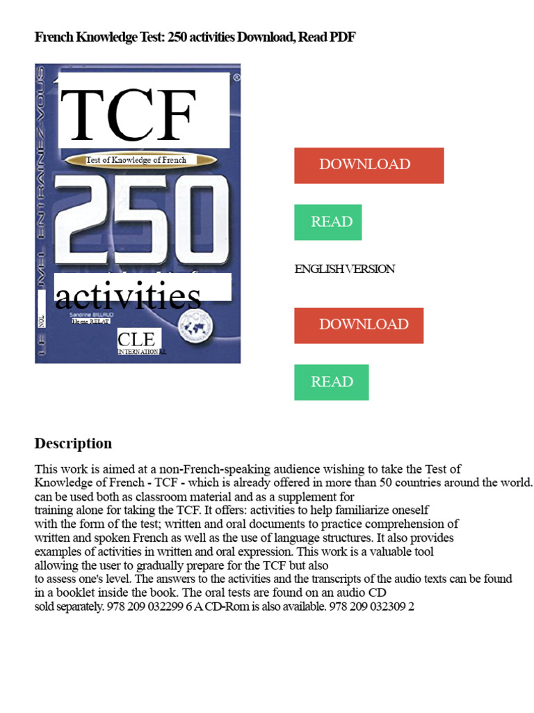 French TCF Test: 250 Practice Activities | PDF
