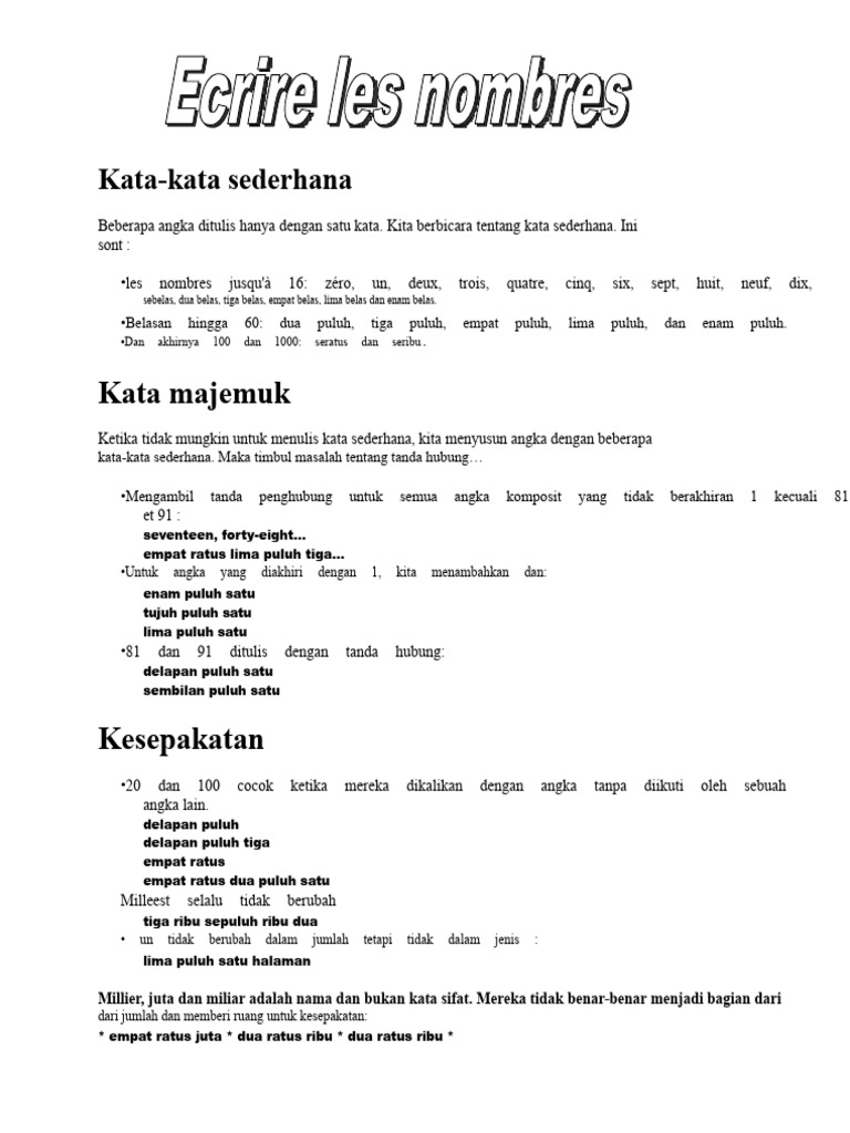 Menulis Angka Dalam Huruf | PDF