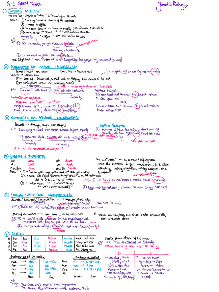 Short B1 Notes | PDF