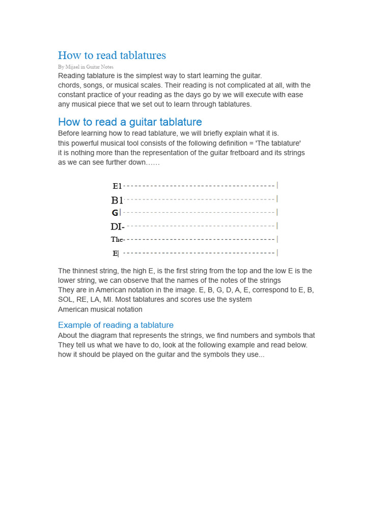 How To Read Tablatures | PDF