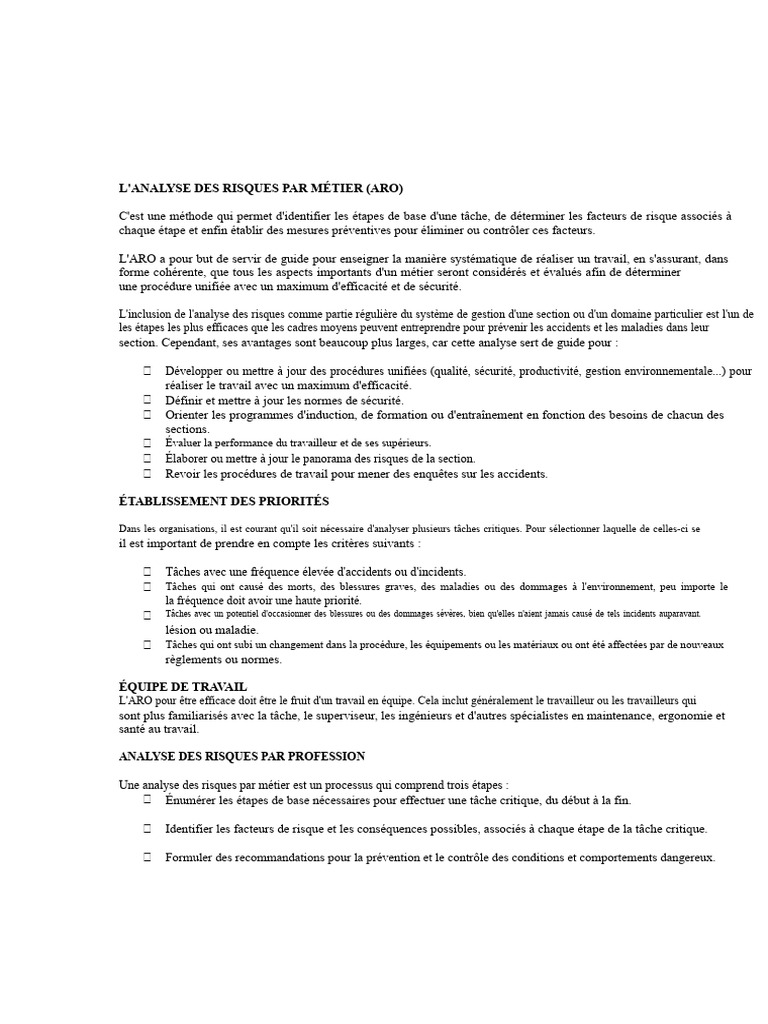 Analyse des Risques par Métier | PDF | Gestion des risques | Risque
