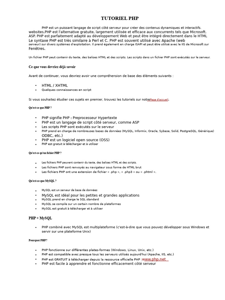 Tutoriel PHP et MySQL Essentiel | PDF | PHP | MySQL
