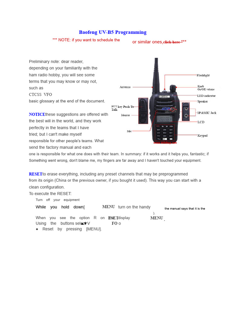 Programming The Baofeng NEW UV B5 PDF | PDF | Sound Production ...