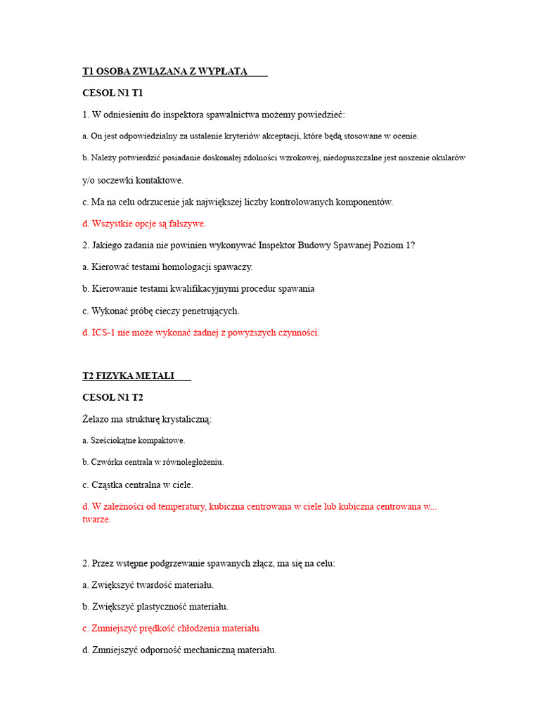 Egzamin CESOL N1 | PDF