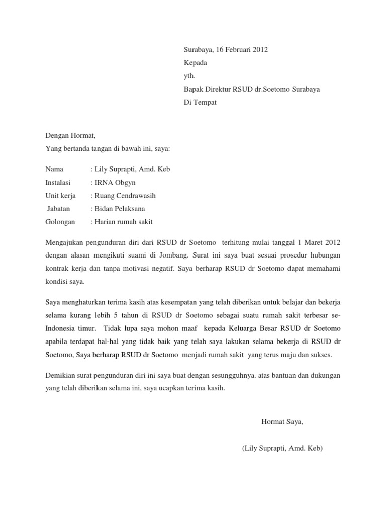Surat Pengunduran Diri Pdf