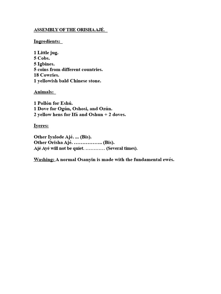 Assembly of The Orisha Ajé | PDF