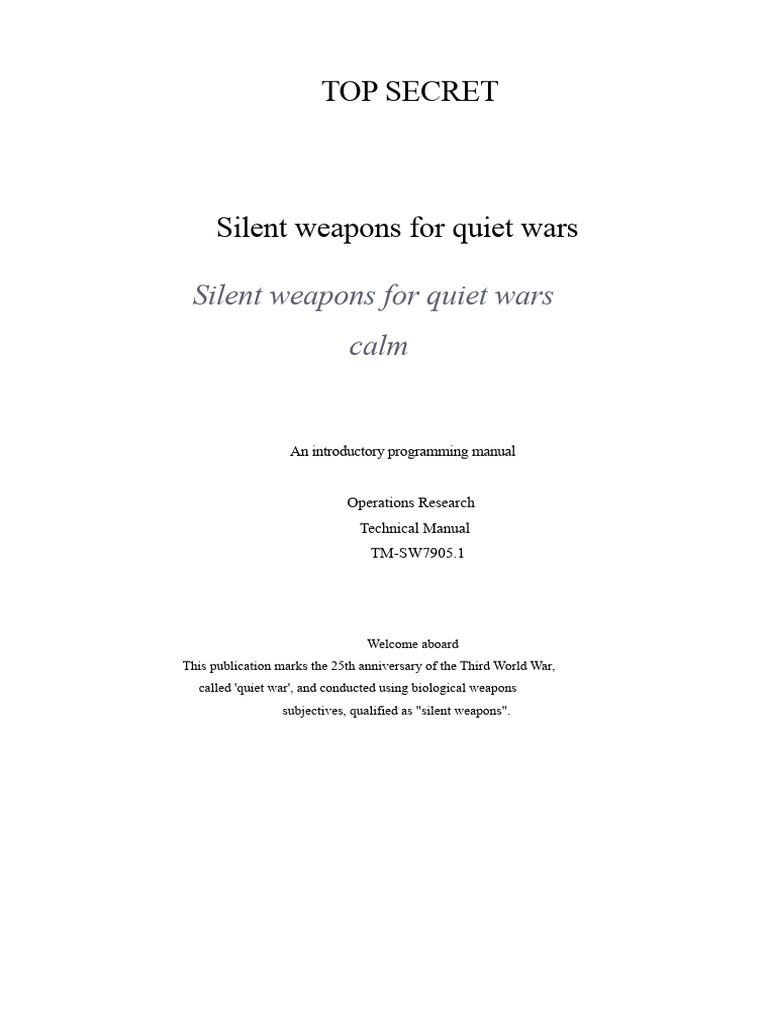 Silent Weapons: A Quiet War Manual | PDF | Amplifier | Economics