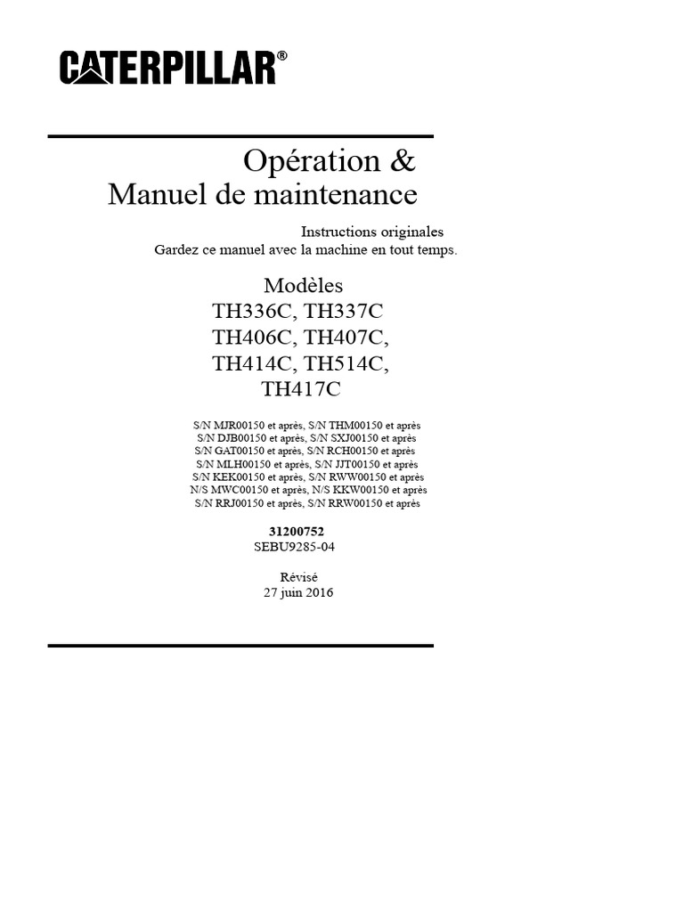 Manuel Dopération Et Maintenance Jlg Pdf Transport Dénergie 