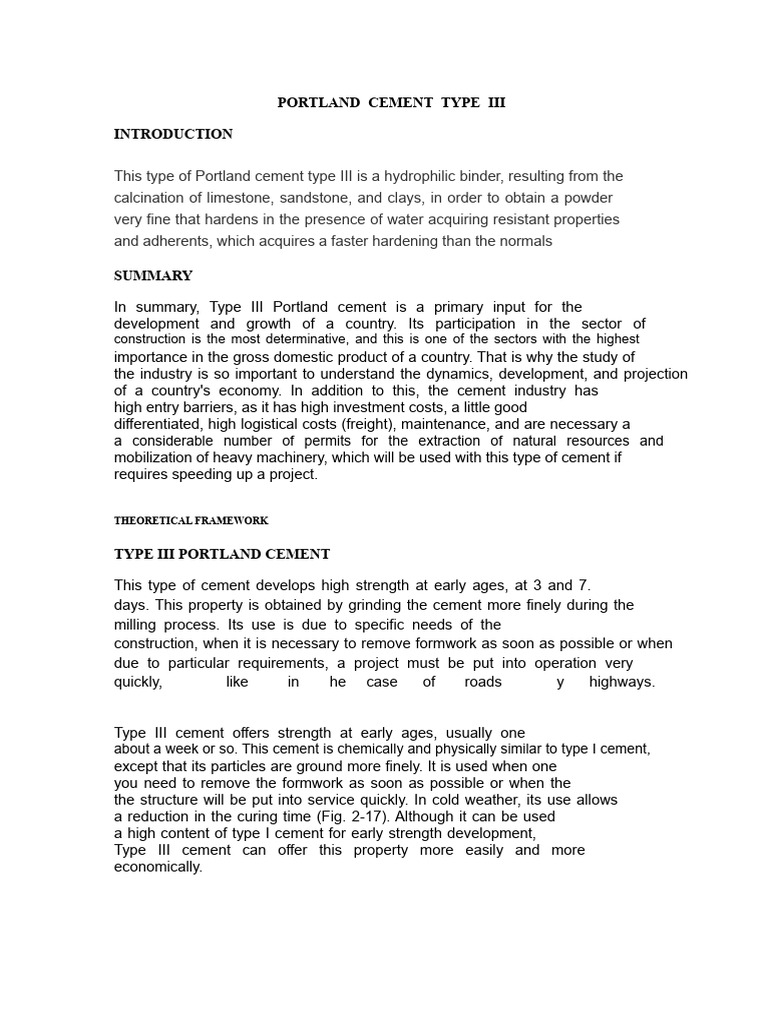 Overview of Type III Portland Cement | PDF | Cement | Concrete
