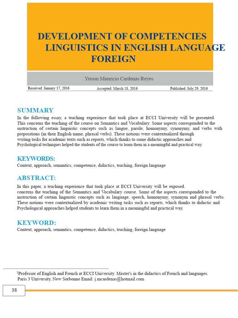 Enhancing English Semantics Competence | PDF | Linguistics ...