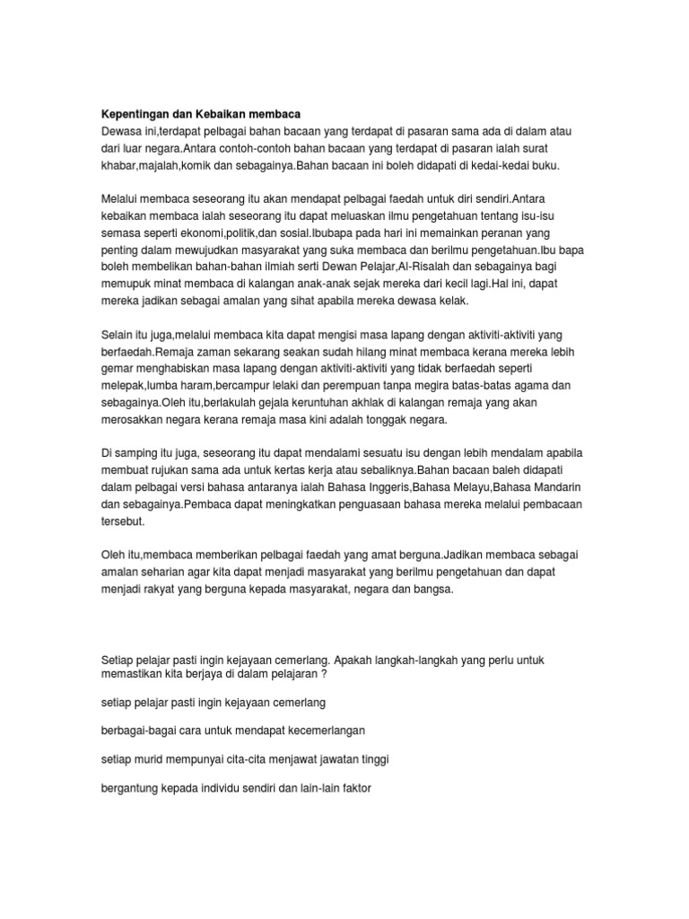 Kepentingan Dan Kebaikan Membaca Kepentingan Dan Kebaikan Membaca