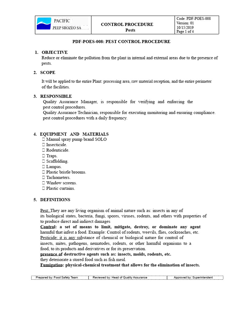Pest Control Procedure Overview | PDF | Pest Control | Pest (Organism)