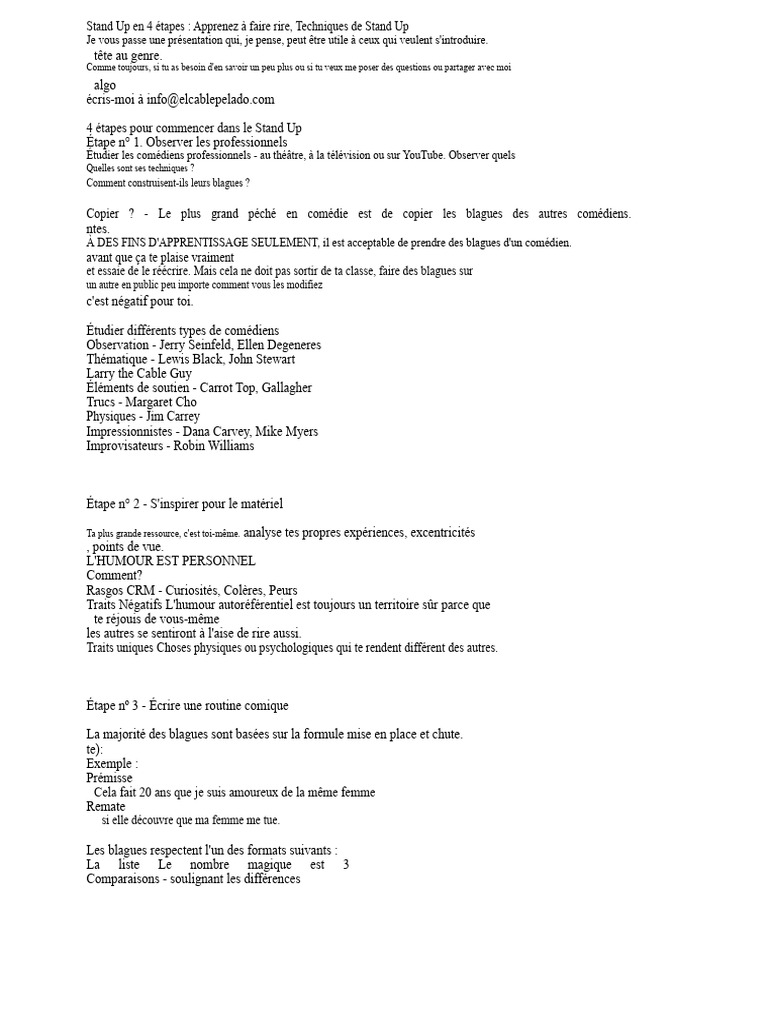 Techniques de Stand Up en 4 Étapes | PDF | Stand-up