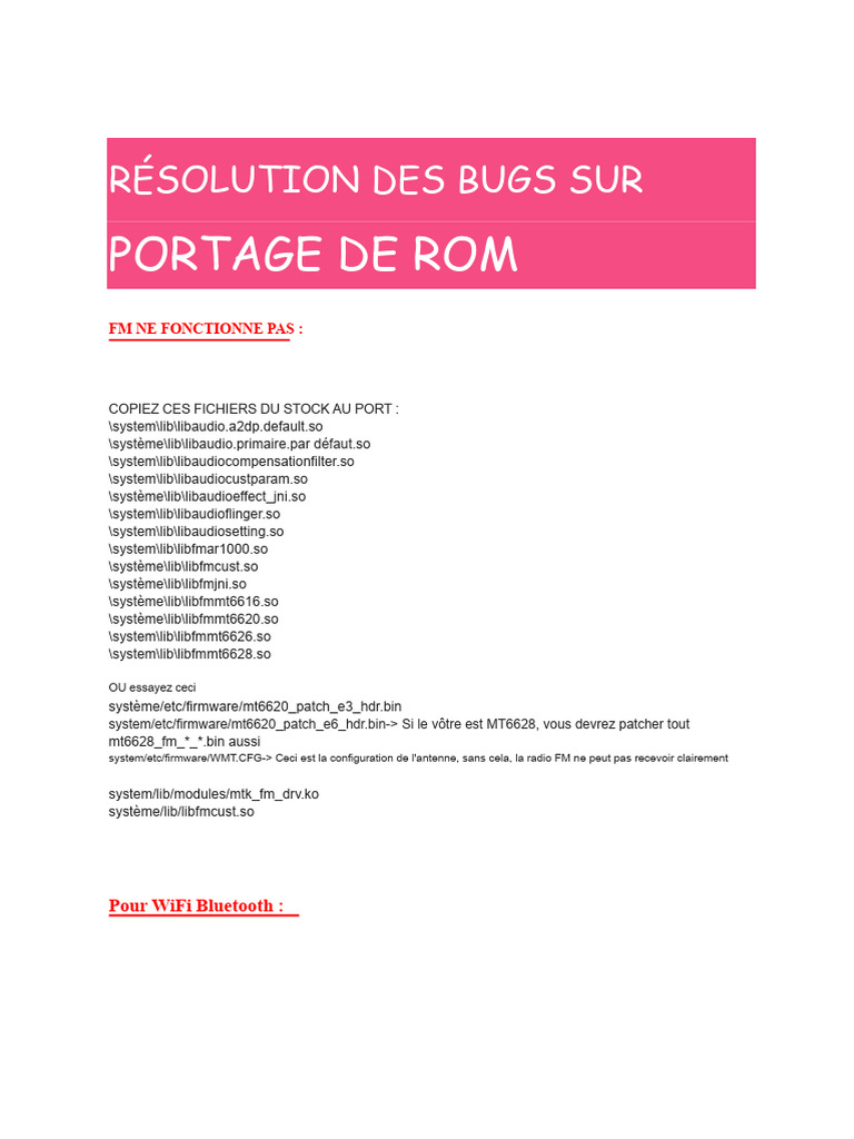 Résolution des bugs pour portage de ROM | PDF | Bug (informatique ...