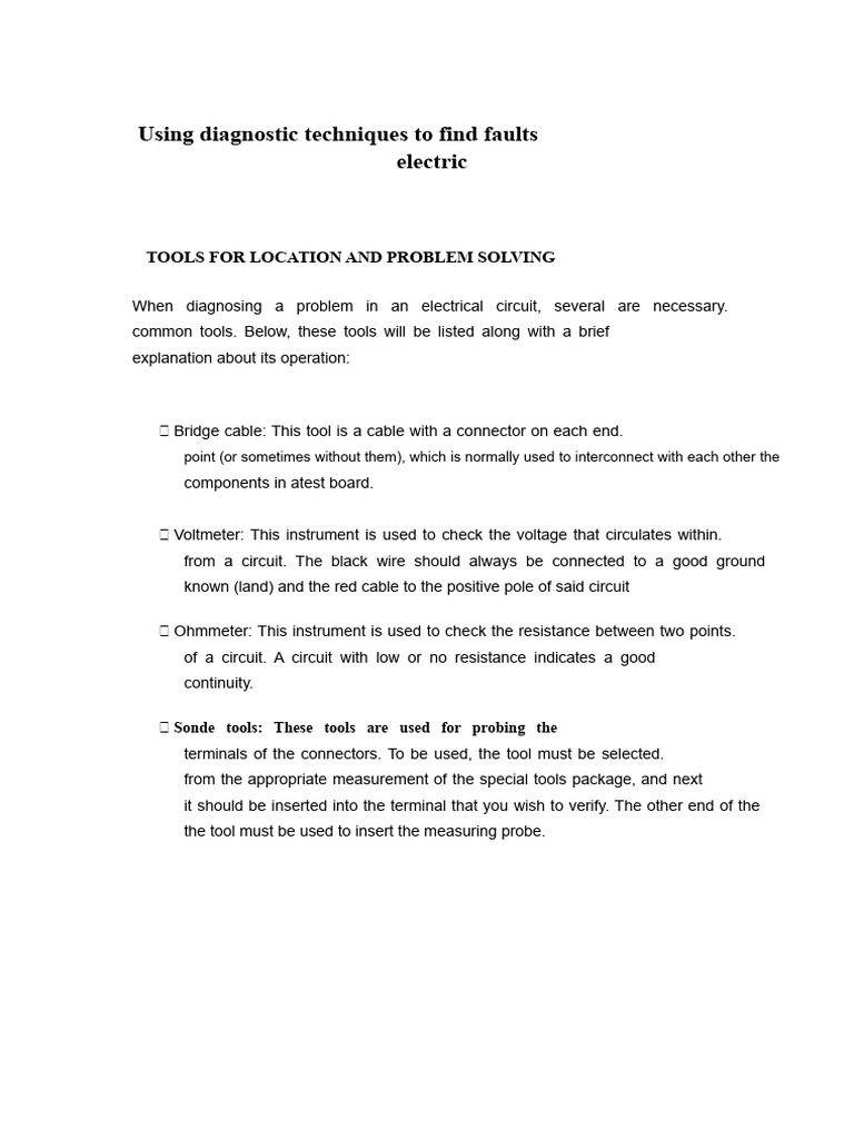 Electrical Fault Diagnosis Tools Guide | PDF | Fuse (Electrical ...