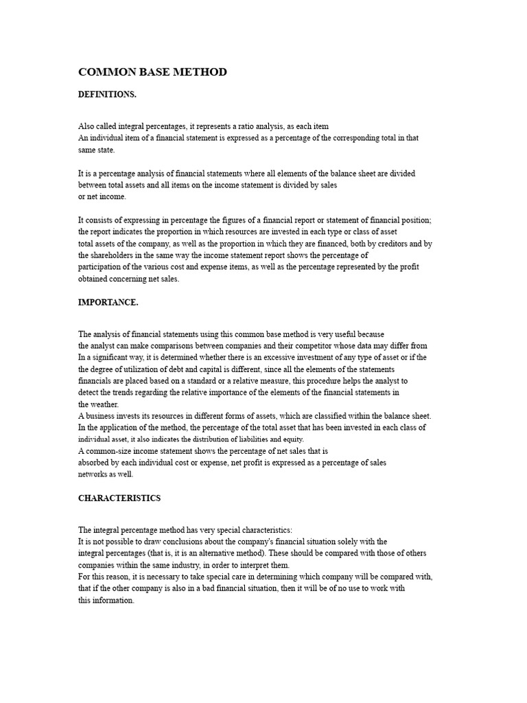 Common Base Method for Financial Analysis | PDF | Equity (Finance ...