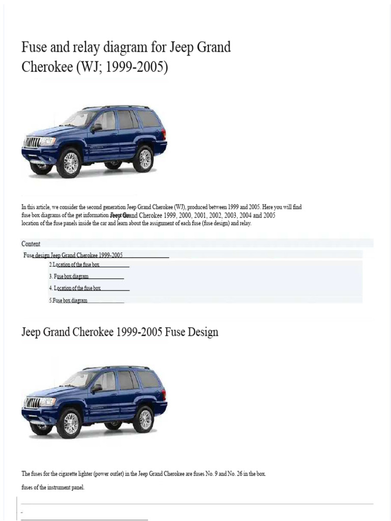 2005 jeep grand cherokee cigarette lighter fuse Jeep Grand Cherokee Fuse Diagrams 1999-2005 | PDF | Fuse (Electrical)
