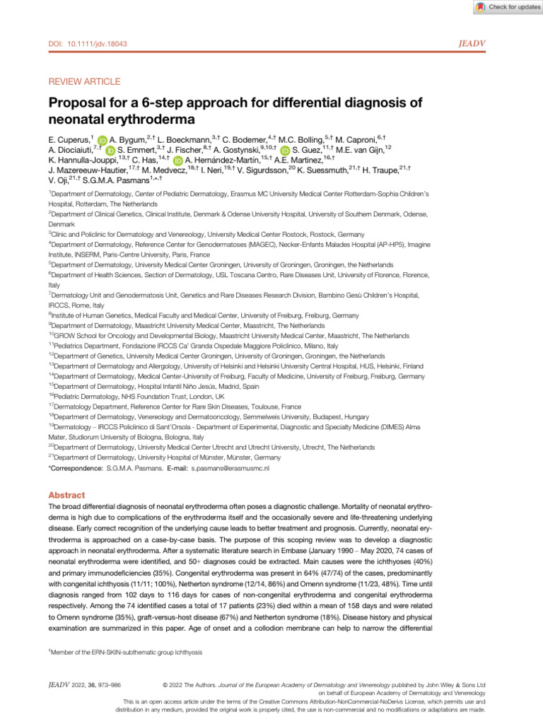 6-Step Differential Diagnosis for Neonatal Erythroderma | PDF | Medical ...
