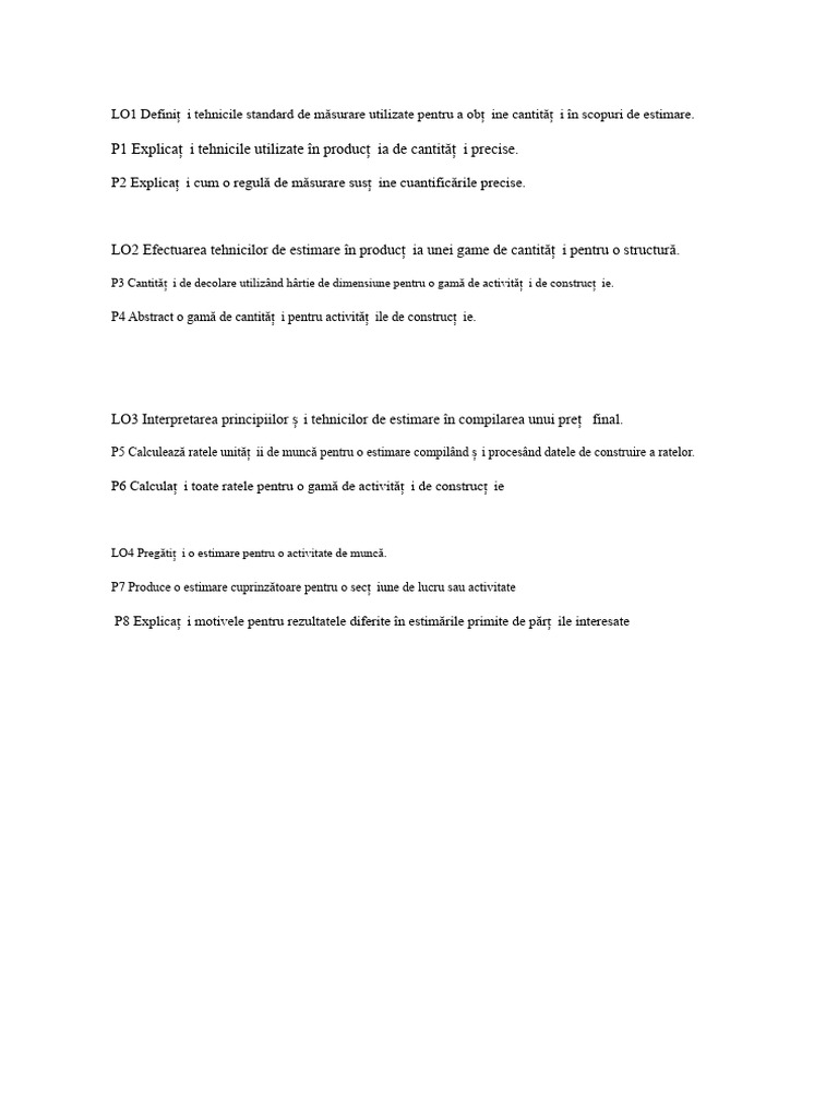 LO1 Definirea Tehnicilor Standard de Măsurare Utilizate Pentru ...
