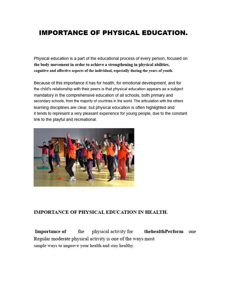 Importance of Physical Education | PDF | Physical Education | Psychology