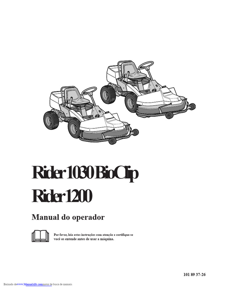 Manual do Operador: Rider 1030 e 1200 | PDF | Motores | Máquinas