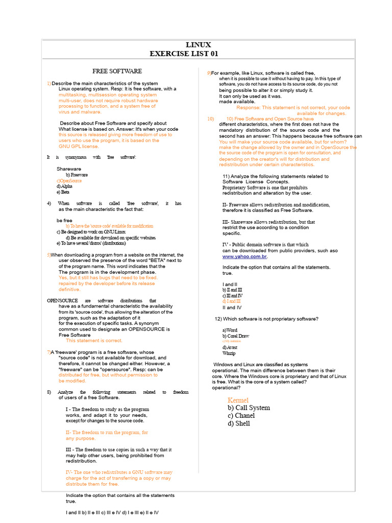 Linux Free Software and Commands Guide | PDF | Free Software | User ...