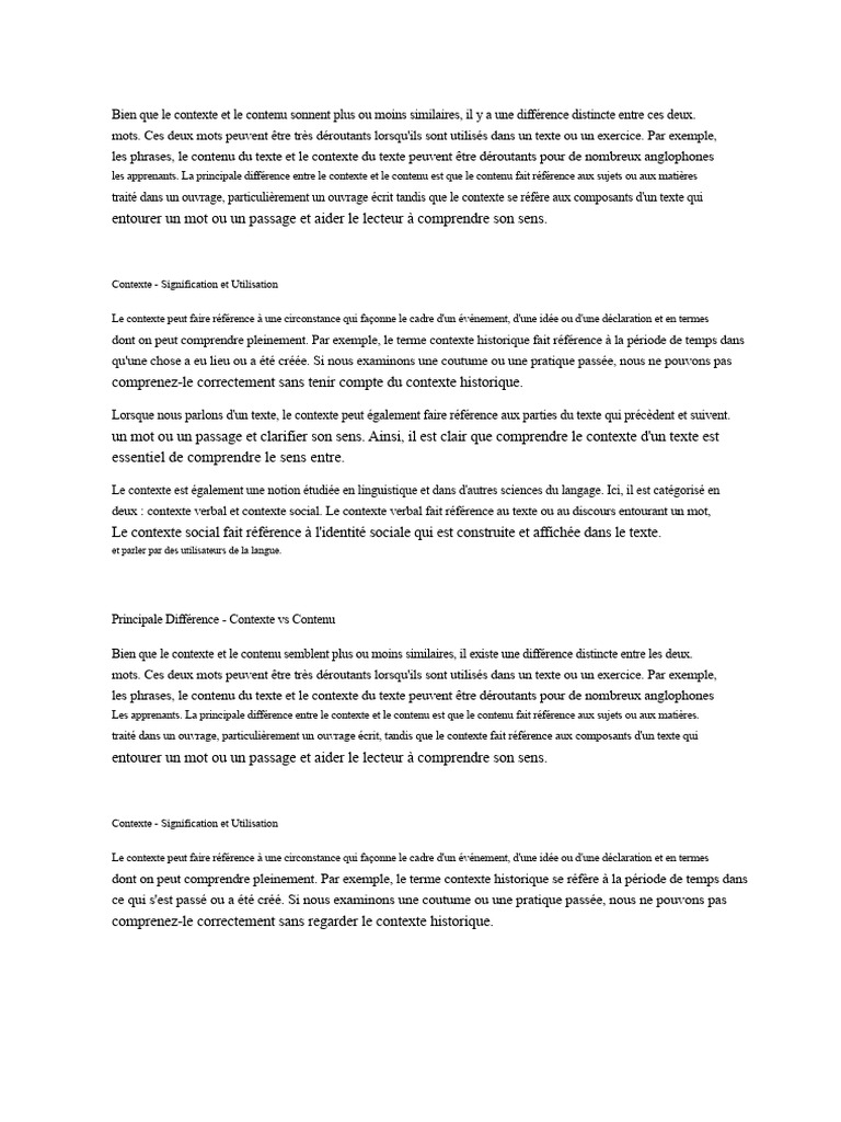Différence entre Contexte et Contenu | PDF | Discours (linguistique ...