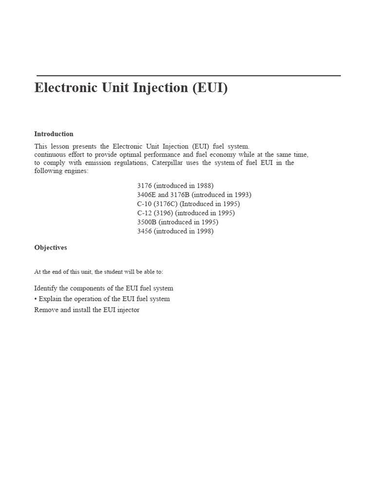 Electronic Unit Injection (Eui) | PDF | Fuel Injection | Throttle