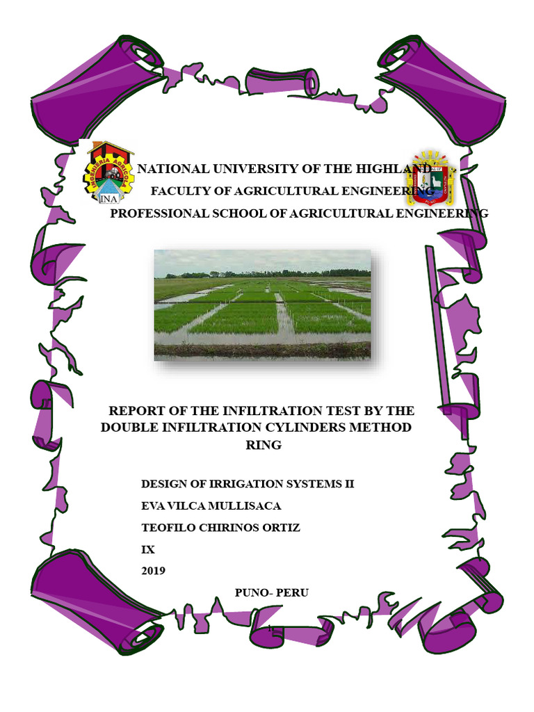 Infiltration Test Report: Double Ring Method | PDF | Soil | Applied And ...
