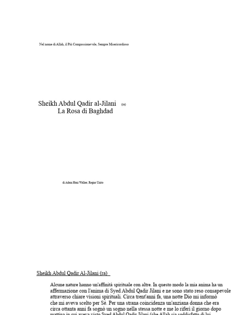 Sheikh Abdul Qadir Al Jilani | PDF